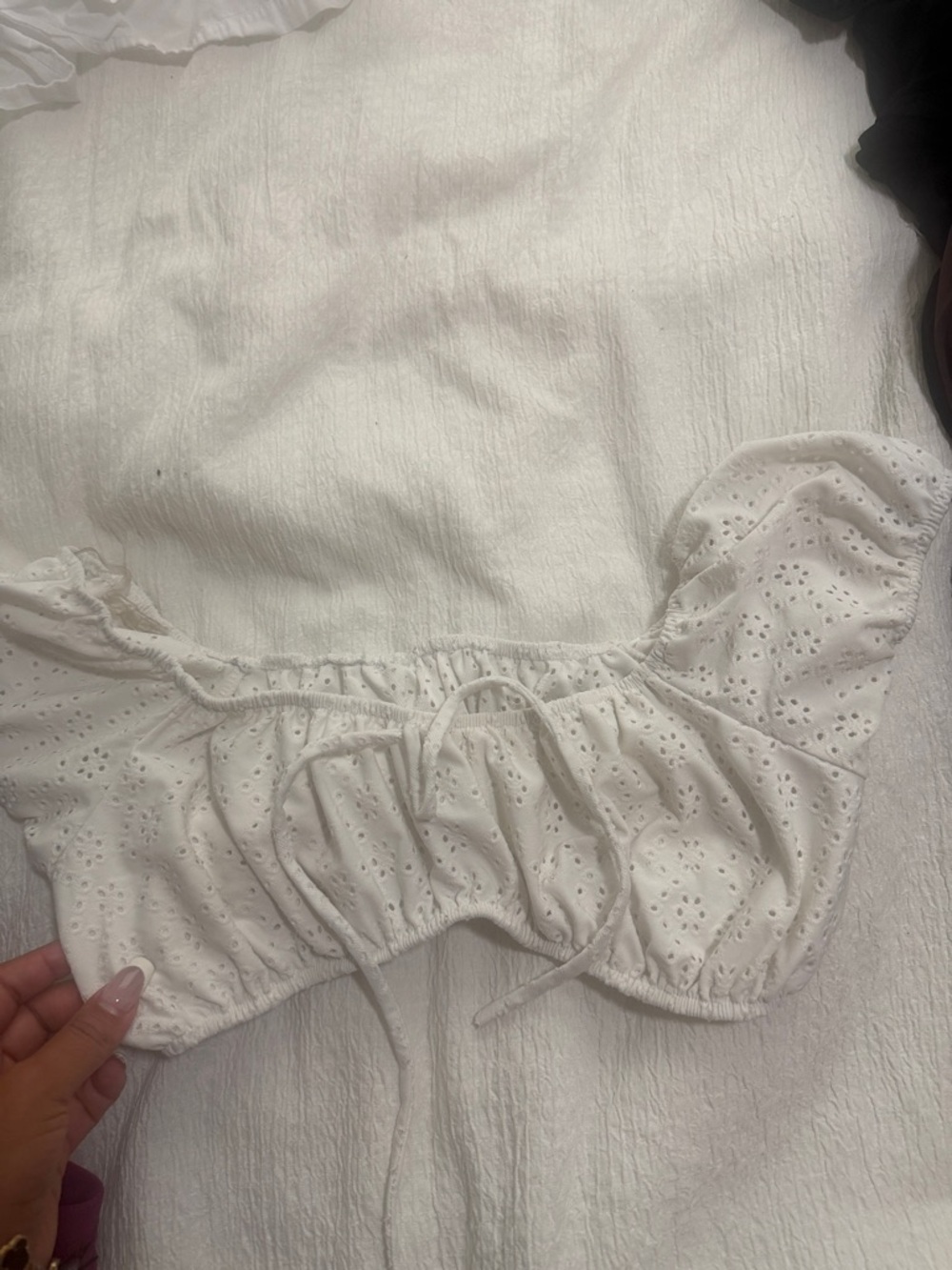 White  Crop Top with Tie Front